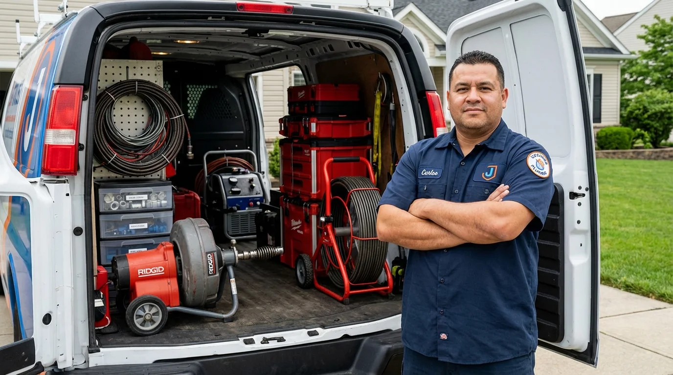 Professional drain cleaning equipment and Johns Plumbing LLC plumber in Peridot