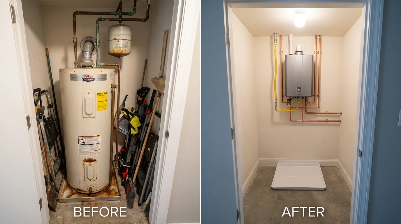 Tank water heater versus wall-mounted tankless unit comparison for Peridot, AZ homeowners